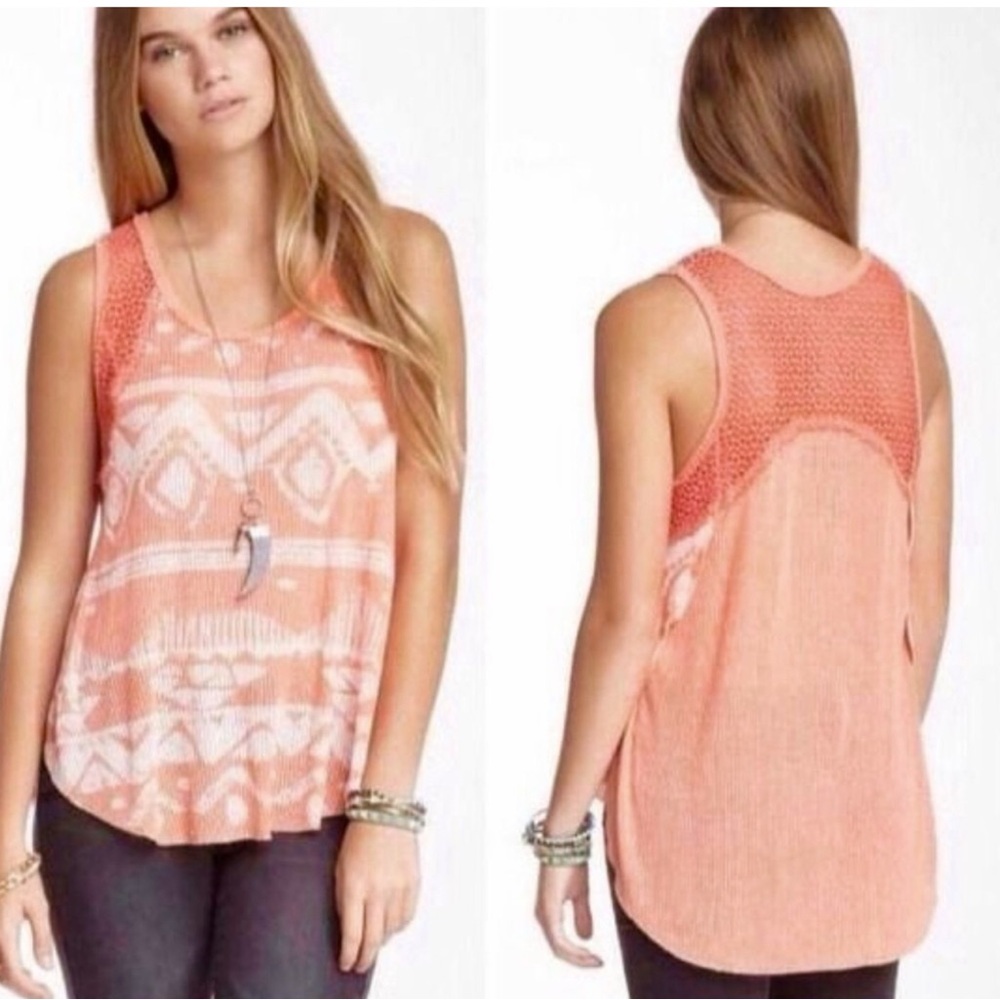 NWT Free People “Sunset Tribal Crochet Tank” in Apricot | Size Small
